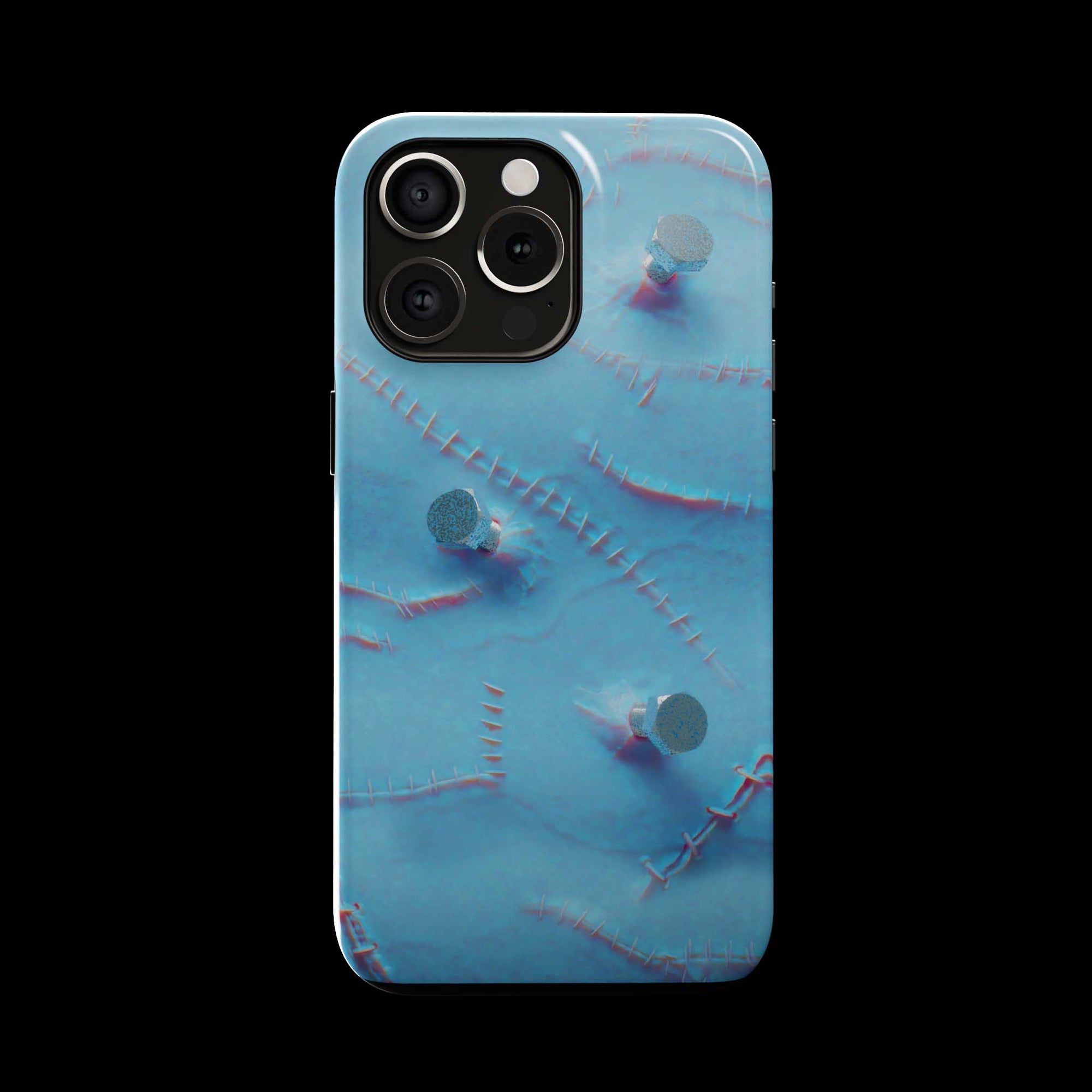 Bride Monster Flesh phone case!  For iPhone, Samsung Galaxy, and Google Pixel devices.  Muhahaha! presents the perfect spooky, Halloween gift.  Every case has double layers for extra durability and protection while the clear, open ports stay out of your way when it comes to charging. Choose between matte or glossy finish. (pictured: iPhone 15 pro rocking a Bride Monster Flesh phone case)