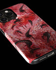 Horny Monster Flesh phone case!  For iPhone, Samsung Galaxy, and Google Pixel devices.  Muhahaha! presents the perfect spooky, Halloween gift.  Every case has double layers for extra durability and protection while the clear, open ports stay out of your way when it comes to charging. Choose between matte or glossy finish. (pictured: iPhone 15 pro rocking a Horny Monster Flesh phone case)