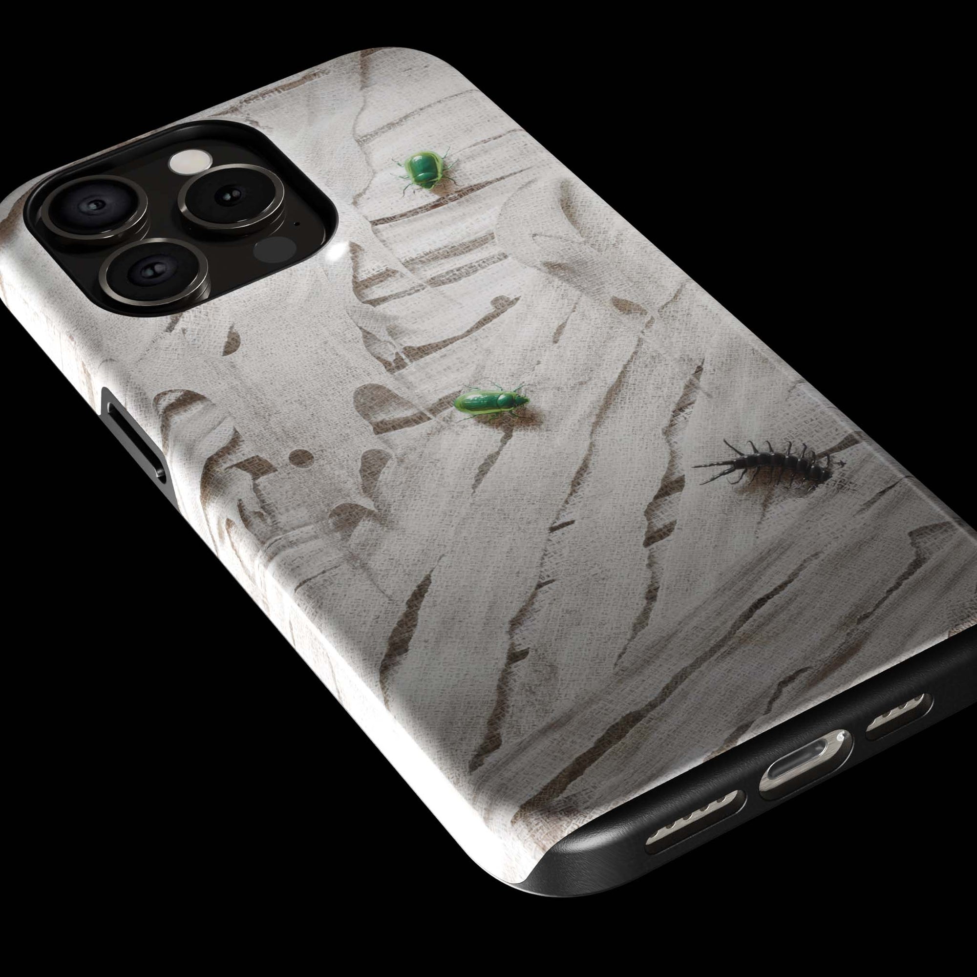 Mummy Monster Flesh phone case!  For iPhone, Samsung Galaxy, and Google Pixel devices.  Muhahaha! presents the perfect spooky, Halloween gift.  Every case has double layers for extra durability and protection while the clear, open ports stay out of your way when it comes to charging. Choose between matte or glossy finish. (pictured: iPhone 15 pro rocking a Mummy Monster Flesh phone case)